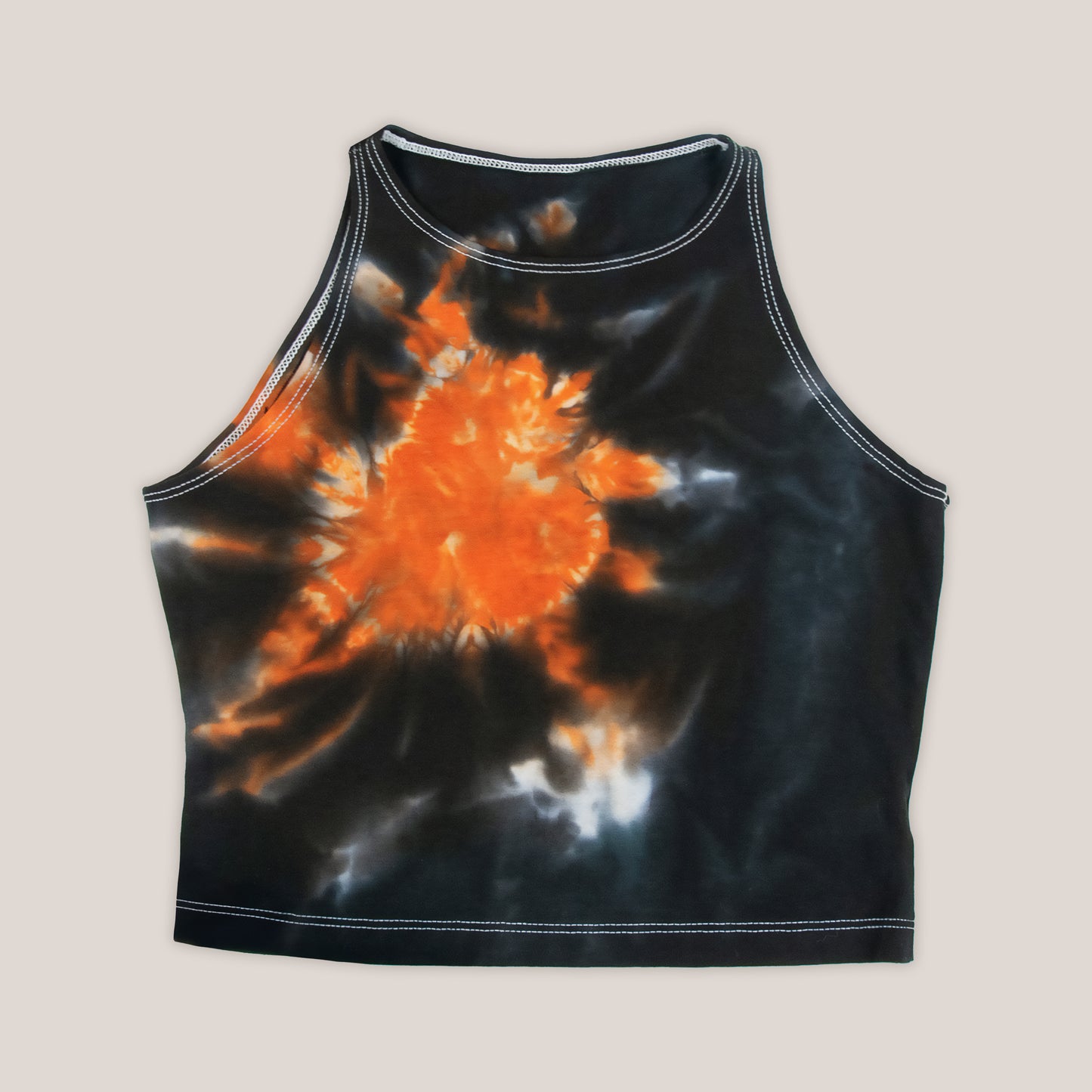 Black and Orange Tie Dye Crop Top by Akasha Sun