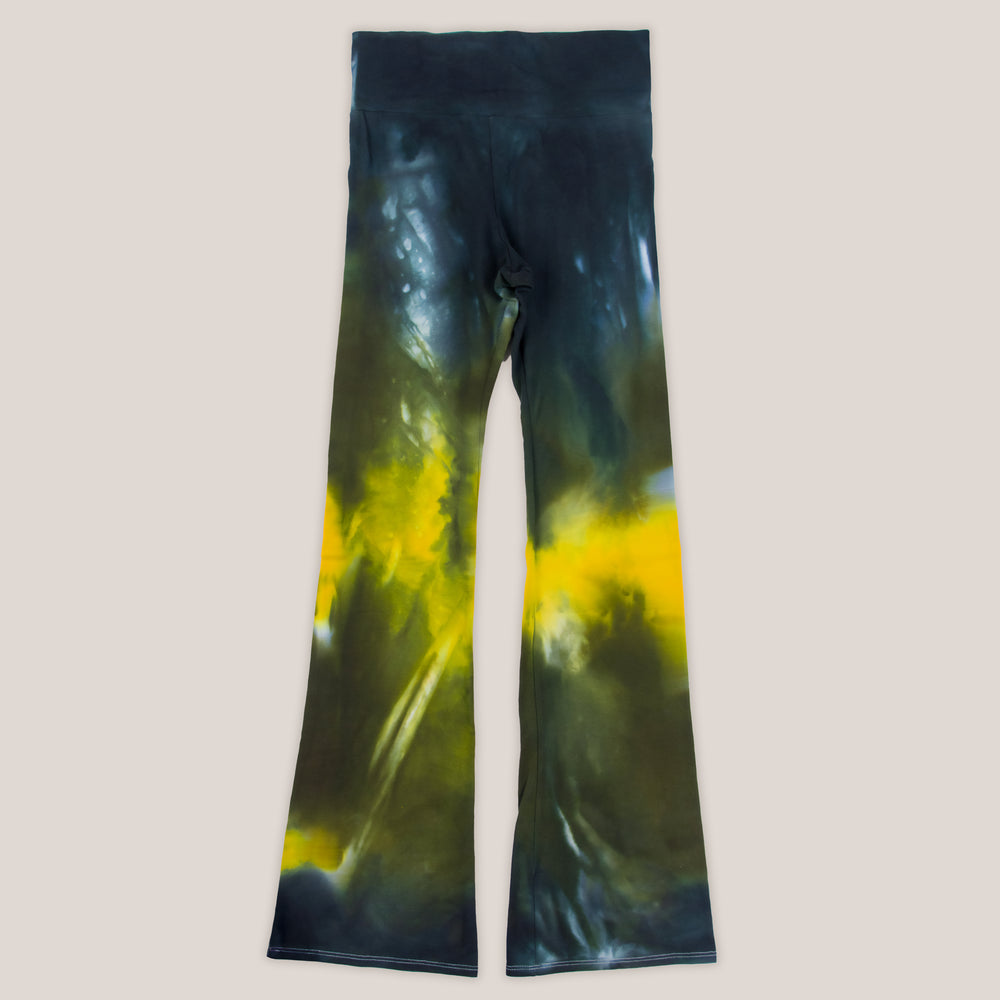 Black + gold tie dye yoga pants by Akasha Sun.