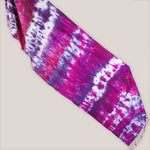 Pink + purple tie dye scarf with fringe by Akasha Sun.