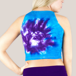 Blue + purple tie dye crop top by Akasha Sun.