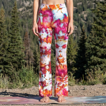 Rose Sunset Ice Dye Flare Leggings