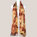 Rust and Gold Tie Dye Ice Dyed Scarf by Akasha Sun