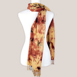 Rust and Gold Tie Dye Ice Dyed Scarf by Akasha Sun