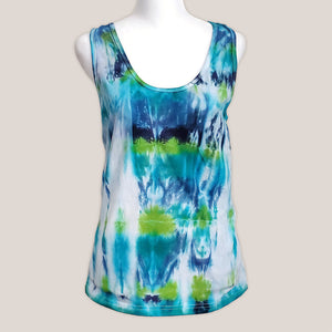 Teal and green tie dye tank top by Akasha Sun