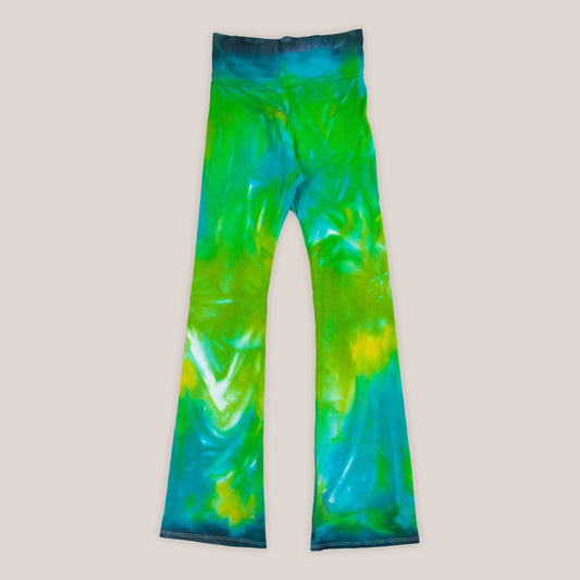 Green, Teal, and Blue Tie Dye Yoga Pants by Akasha Sun