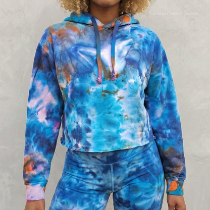 Solar Tide Tie Dye Fleece Cropped Hoodie