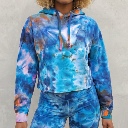 Solar Tide Tie Dye Fleece Cropped Hoodie