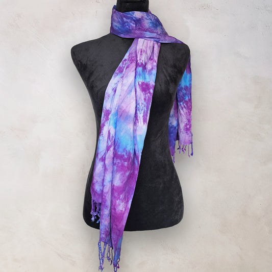 Stormy Iris Tie Dye Boho Scarf