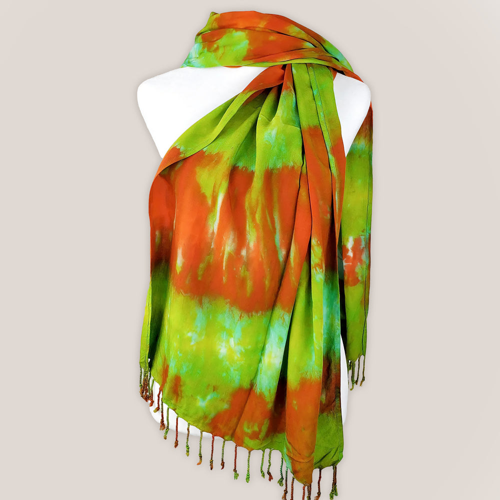 Red and Green Tie Dye Scarf by Akasha Sun