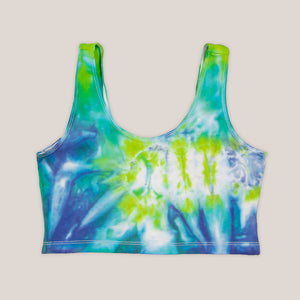 Blue, Teal, and Green Hand-Dyed Crop Top by Akasha Sun