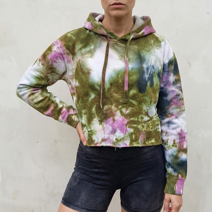 Wicked Grove Tie Dye Fleece Cropped Hoodie