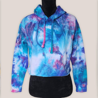 Wisteria Mist Tie Dye Fleece Cropped Hoodie
