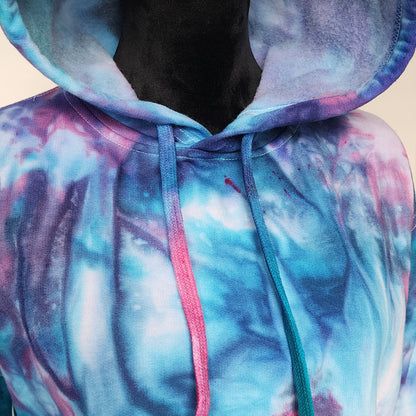 Wisteria Mist Tie Dye Fleece Cropped Hoodie