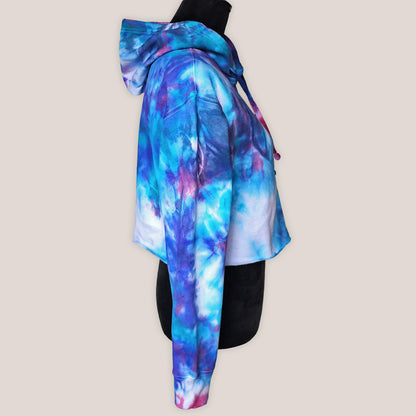 Wisteria Mist Tie Dye Fleece Cropped Hoodie