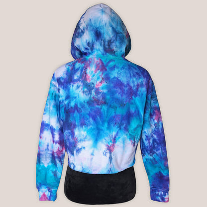 Wisteria Mist Tie Dye Fleece Cropped Hoodie