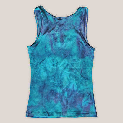 Blue tie-dye tank top on a beige background