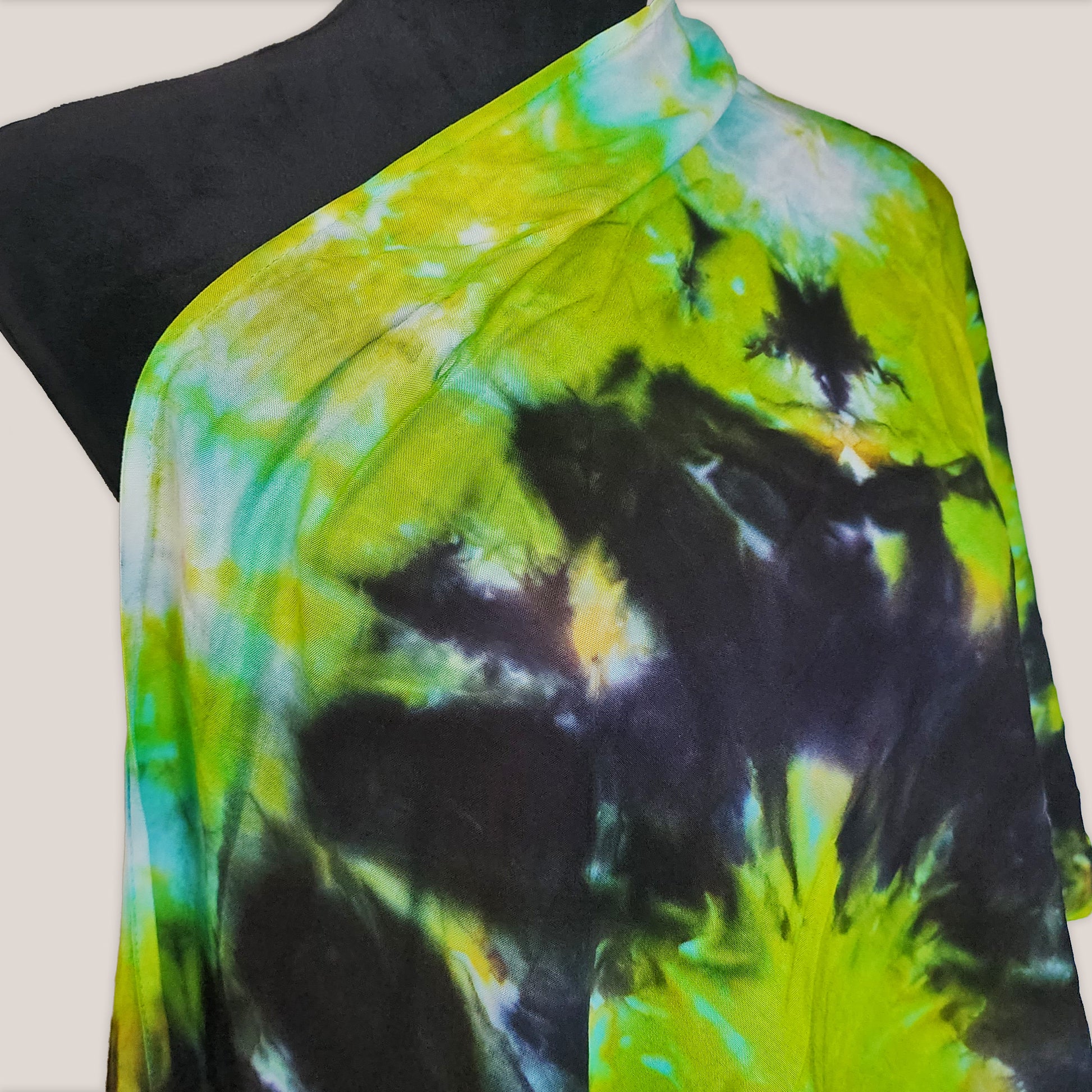 Tie-dye fabric on a plain background