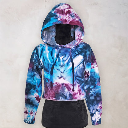 Celestial Spark Tie Dye Fleece Cropped Hoodie