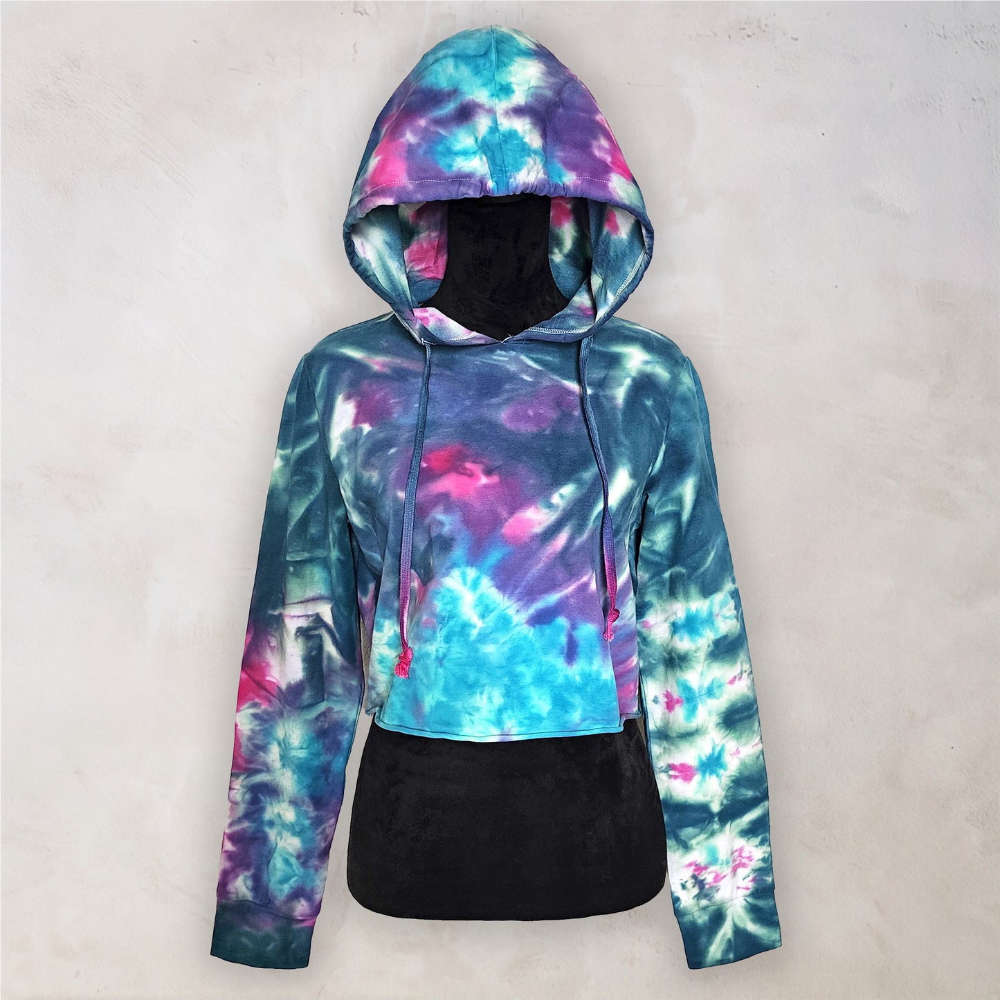 Cosmic Bloom Tie Dye Cropped Hoodie