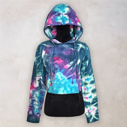 Cosmic Bloom Tie Dye Cropped Hoodie