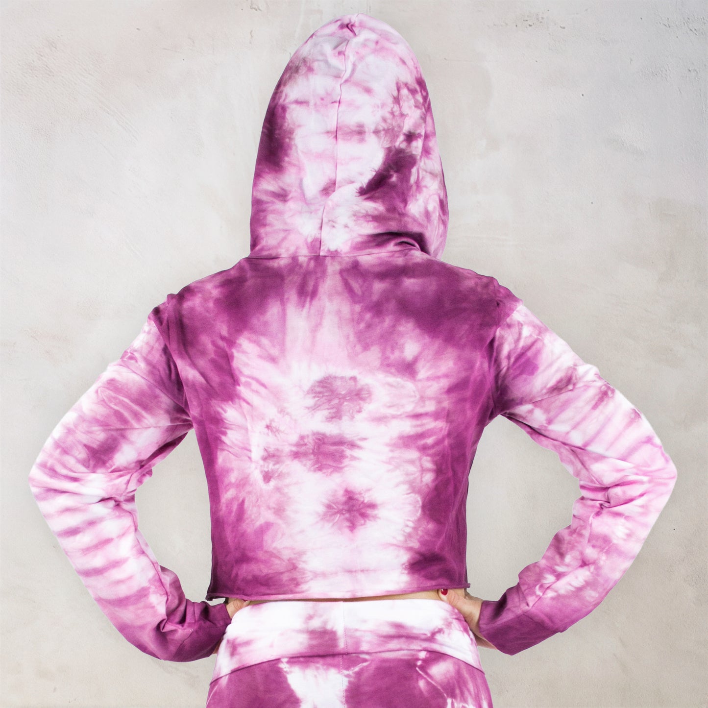 Dusty Rose Tie Dye Cropped Hoodie