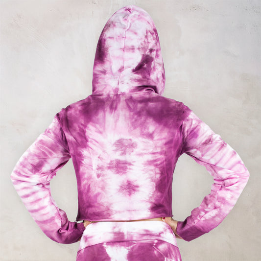 Dusty Rose Tie Dye Cropped Hoodie
