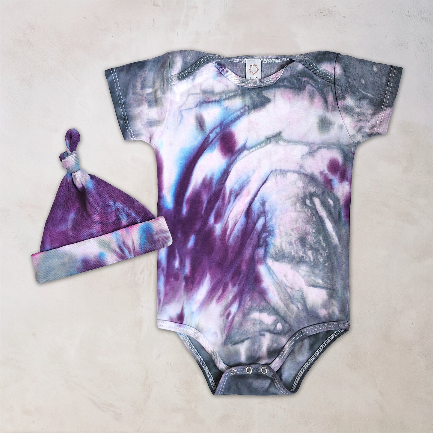 Eolande Organic Tie Dye Baby Bodysuit + Hat