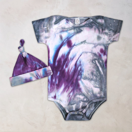 Eolande Organic Tie Dye Baby Bodysuit + Hat