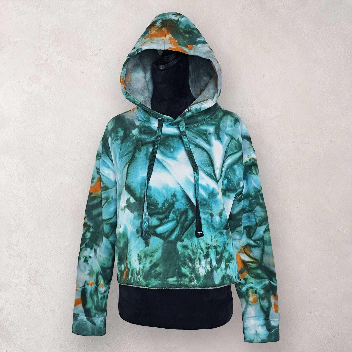 Forest Ember Tie Dye Fleece Cropped Hoodie