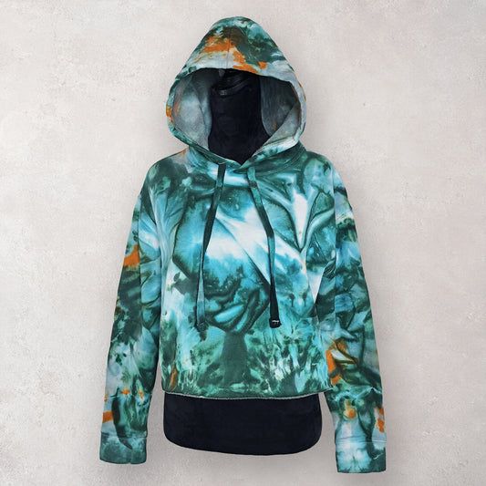 Forest Ember Tie Dye Fleece Cropped Hoodie