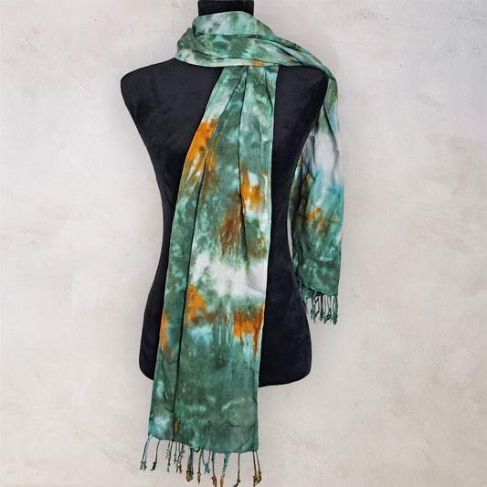 Forest Ember Tie Dye Boho Scarf