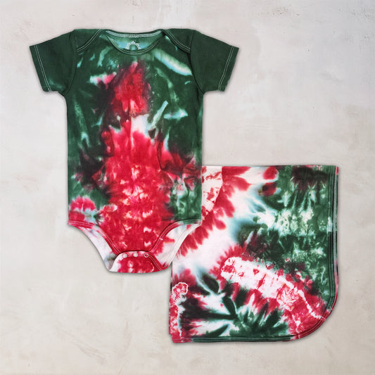 Holiday Organic Tie Dye Bodysuit + Blanket
