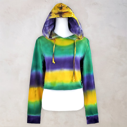 Mardi Gras Tie Dye Cropped Hoodie