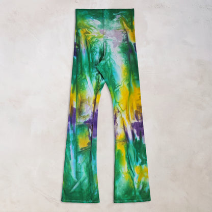 Mardi Gras Tie Dye Flare Leggings