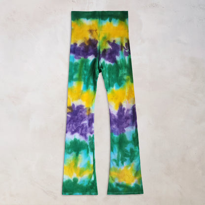 Mardi Gras Tie Dye Flare Leggings