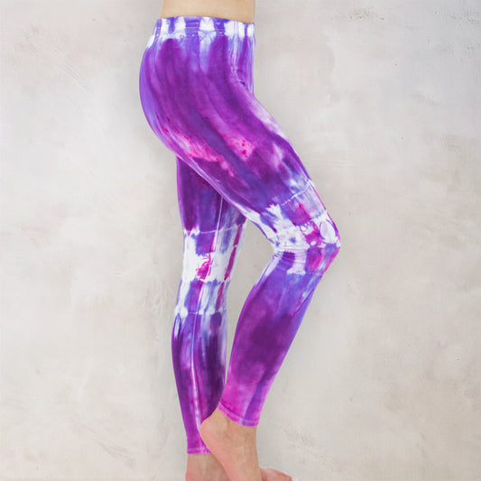Purple Lilac Tie Dye Cotton Leggings