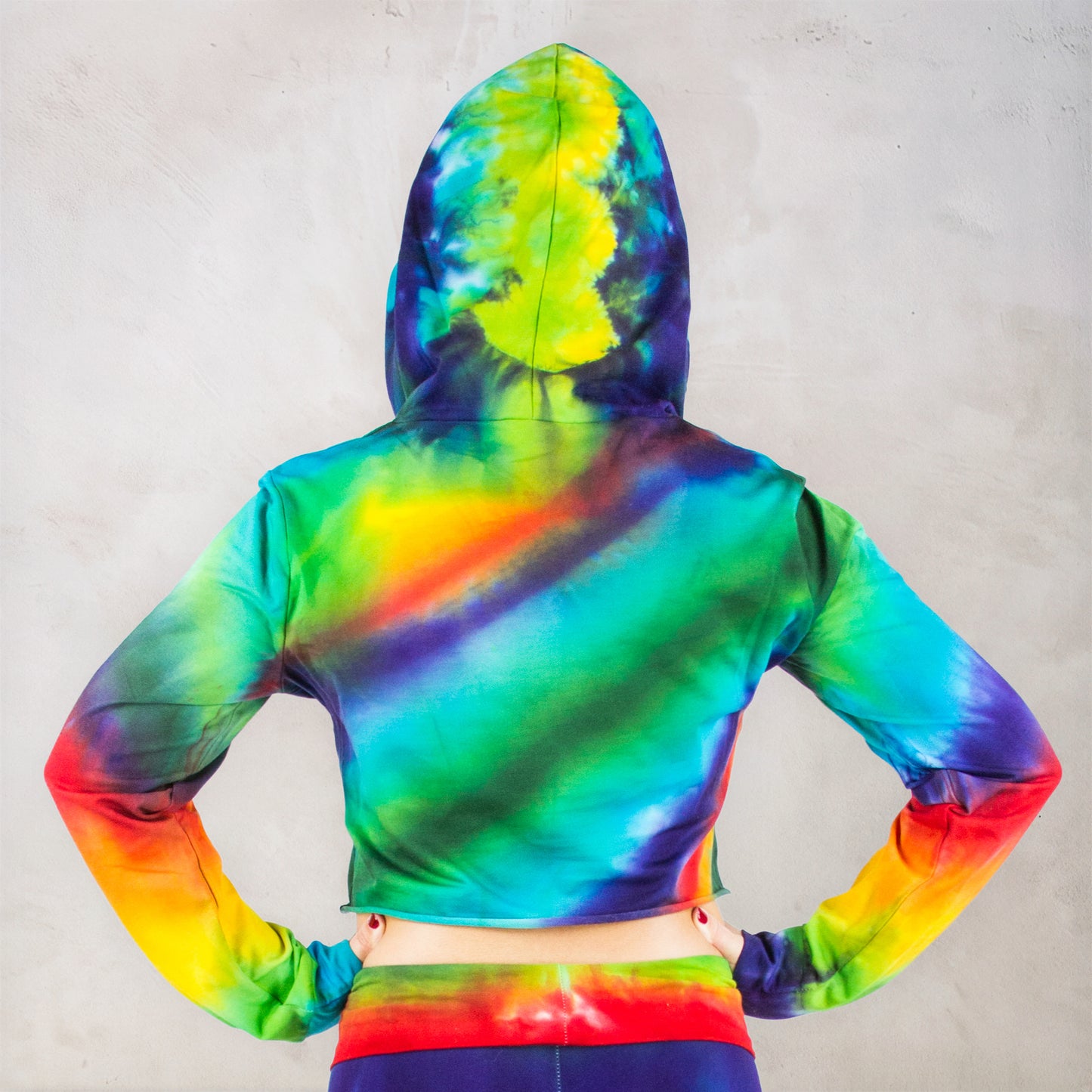 Rainbow Quartz Tie Dye Cropped Hoodie