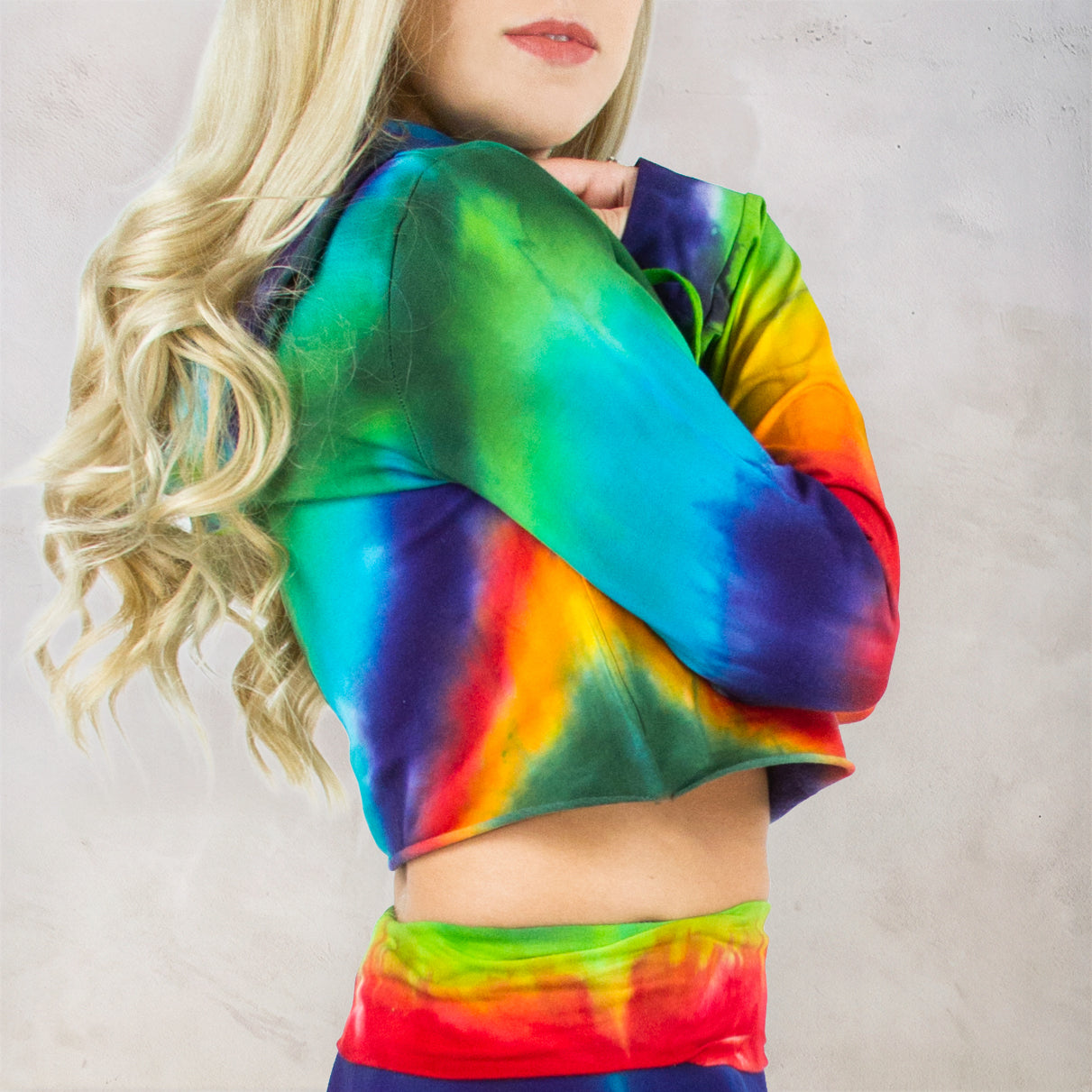 Rainbow Quartz Tie Dye Cropped Hoodie