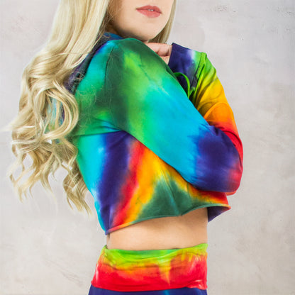Rainbow Quartz Tie Dye Cropped Hoodie