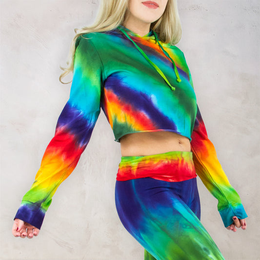 Rainbow Quartz Tie Dye Cropped Hoodie