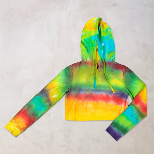 Rainbow Quartz Tie Dye Cropped Hoodie