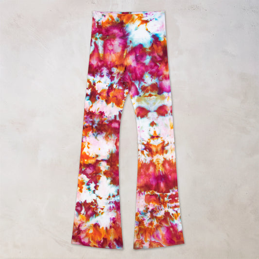 Rose Sunset Ice Dye Flare Leggings