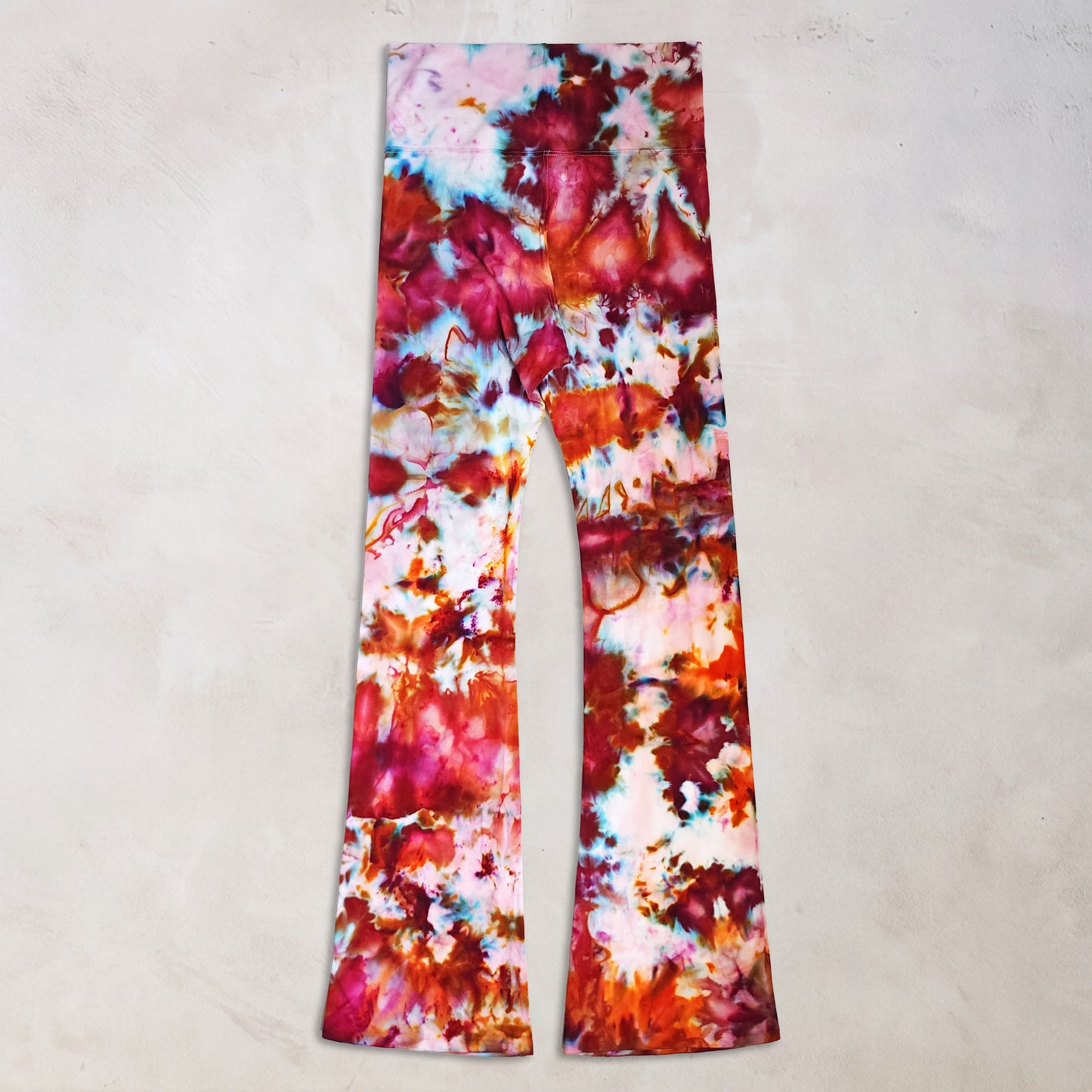 Rose Sunset Ice Dye Flare Leggings