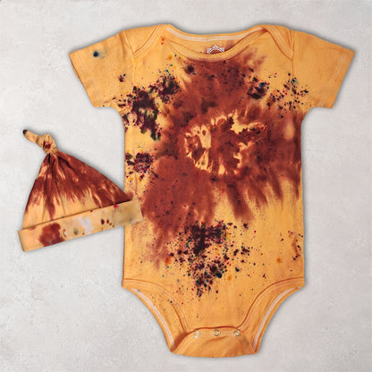 Sahara Organic Tie Dye Baby Bodysuit + Hat