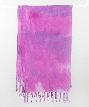 Pink rose quartz tie dye scarf by Akasha Sun.