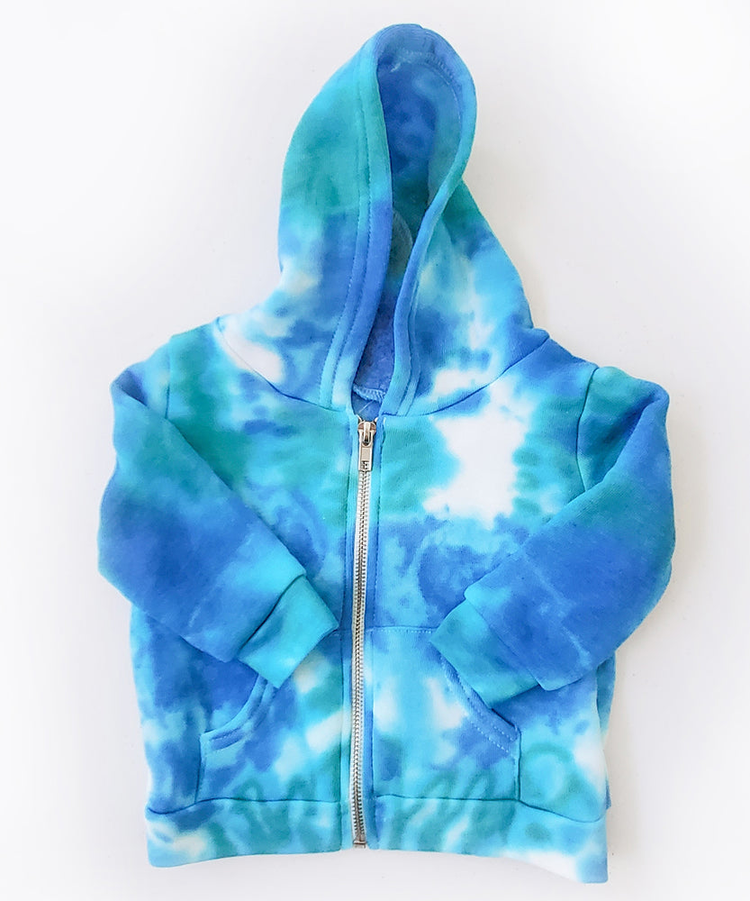 Blue and teal tie dye baby jacket.