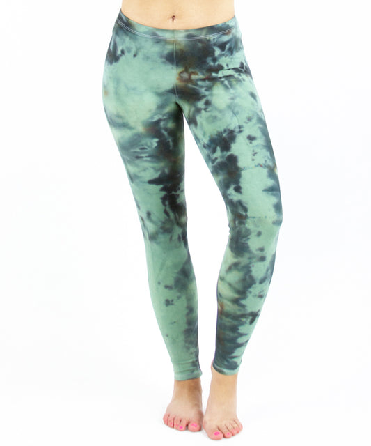 Green ice dye leggings by Akasha Sun.