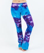 Blue + purple tie dye yoga pants by Akasha Sun.