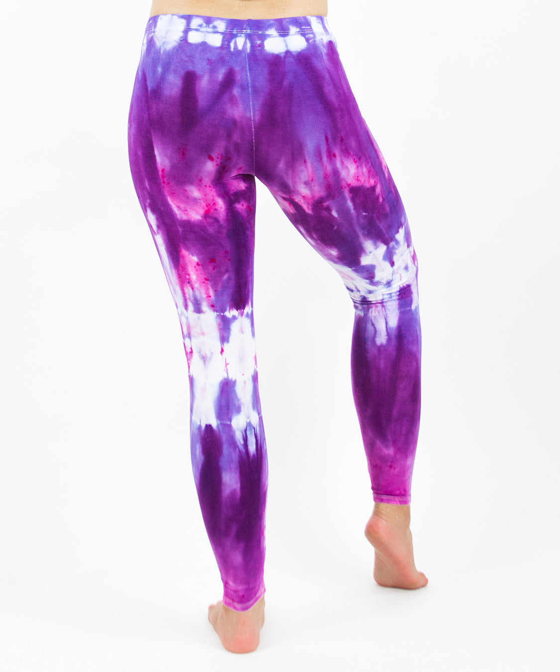 Purple tie dye yoga leggings by Akasha Sun.