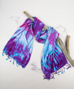 Purple and blue tie dye scarf by Akasha Sun.